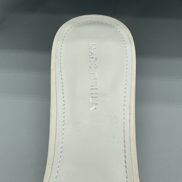 New Marc Fisher Women’s Casper Slip-on Block Heel Sandals White Size 9M - Picture 6 of 10